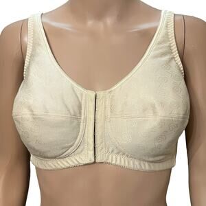 ABC Mastectomy Bra 44B Floral Jacquard Nude Hook and Eye Front And Back Close
